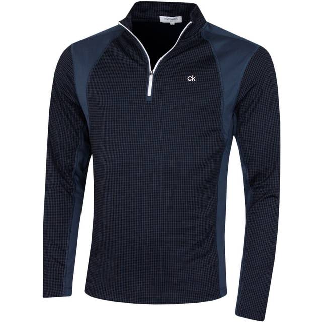 Calvin Klein Mens 2025 Micro Grid CK 1/2 Zip Mid Layer Baselayer