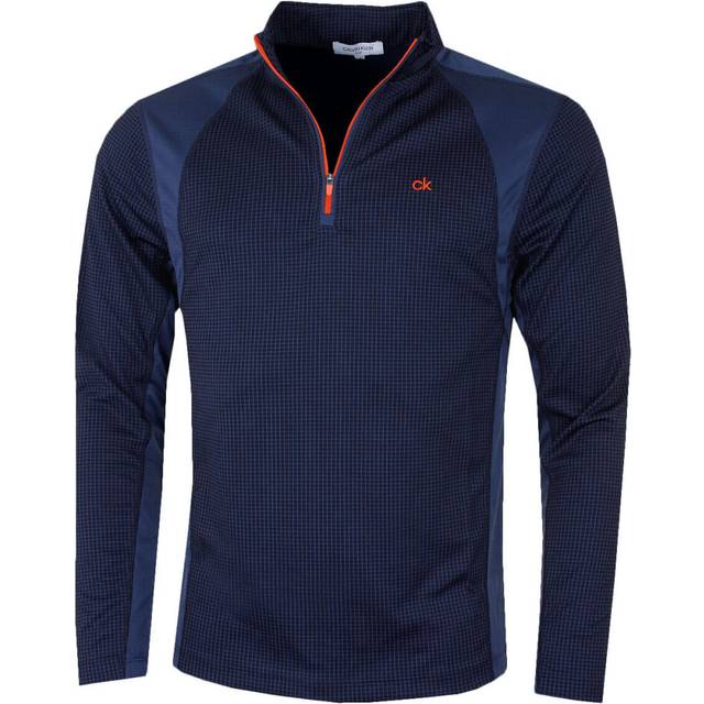 Calvin Klein Mens 2025 Micro Grid CK 1/2 Zip Mid Layer Baselayer
