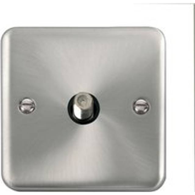 Se Home - Curved Satin / Brushed Chrome Satellite Socket 1 Gang - Black Trim