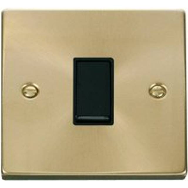 Se Home - Satin / Brushed Brass 10A 1 Gang 2 Way Light Switch - Black Trim
