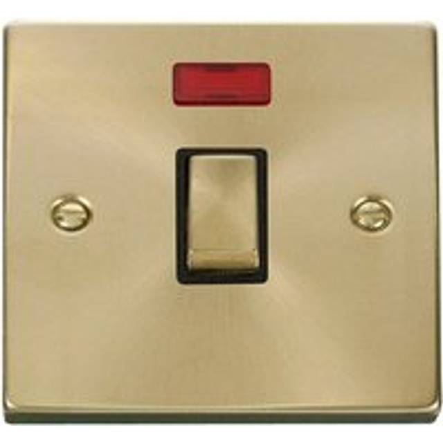 Satin / Brushed Brass 1 Gang 20A Ingot dp Switch With Neon - Black Trim Se Home