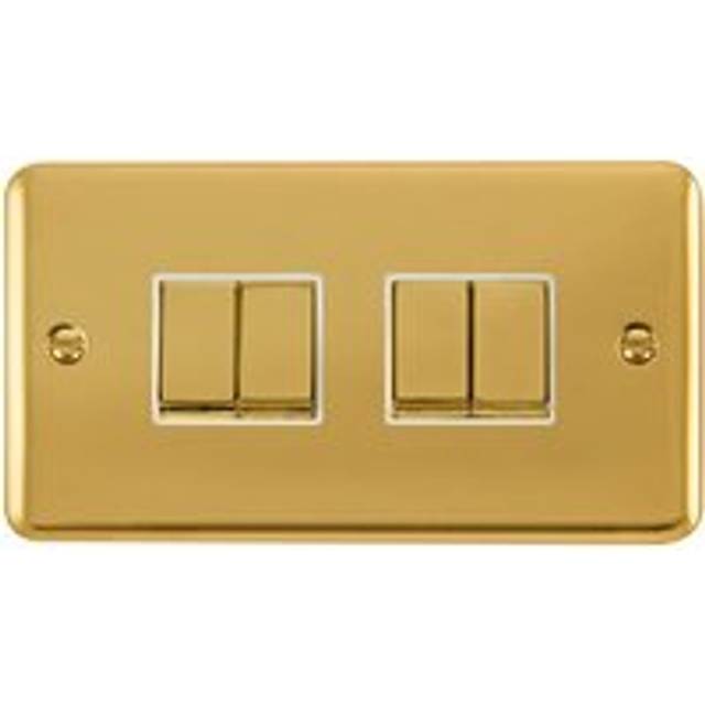 Curved Polished Brass 10A 4 Gang 2 Way Ingot Light Switch - White Trim Se Home