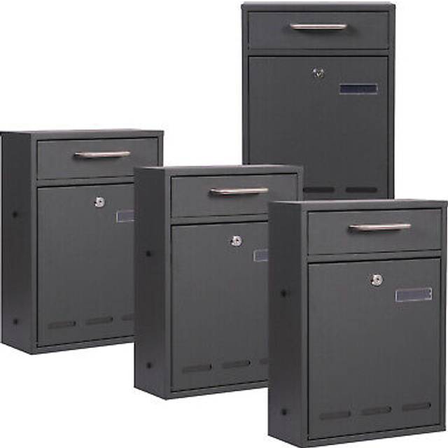 2x2 Wall Mounted Letter Box V53 Anthracite Lockable Post Box Mailbox with Viewing Slot