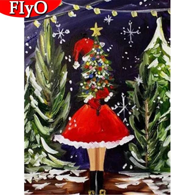 Full Square Diamond Embroidery Christmas Kit Diamond Painting 5D Girl Cartoon Mosaic Sale Wall Art Holiday Gift Full Round (20X30CM)
