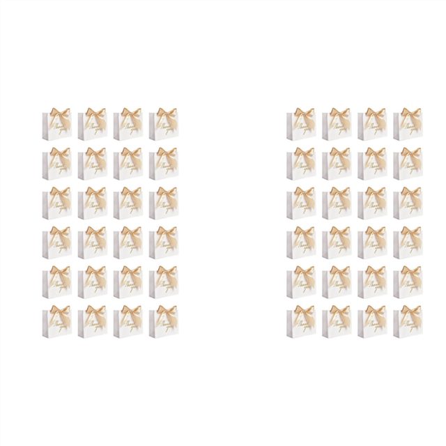 48Pack Small Thank You Gift Bag Party Favor Bags Treat Boxes with Gold Bow Ribbon, Paper Gift Bags,F