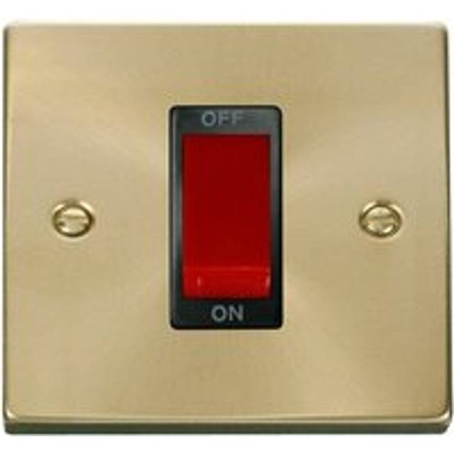 Satin / Brushed Brass 1 Gang Size 45A Switch - Black Trim Se Home
