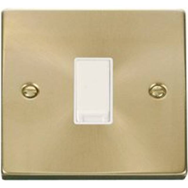 Satin / Brushed Brass 10A 1 Gang 2 Way Light Switch - White Trim Se Home