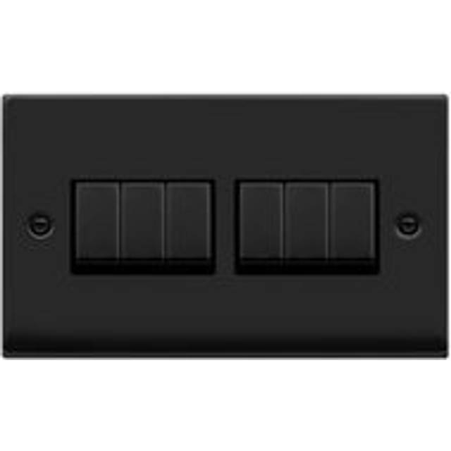 Matt Black 10A 6 Gang 2 Way Ingot Light Switch - Black Trim Se Home