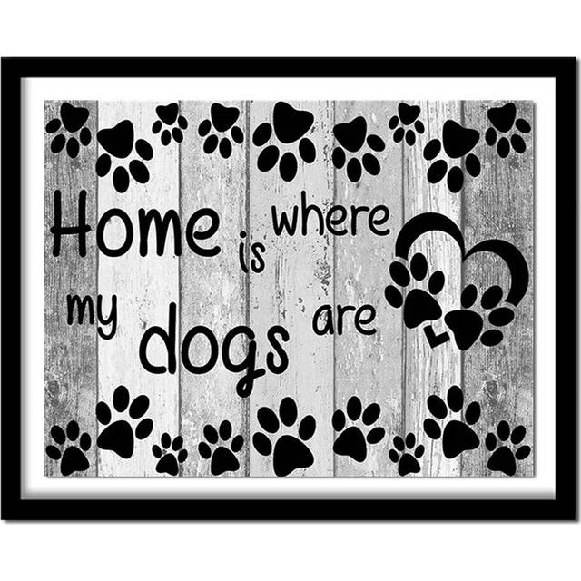 5D DIY Diamond Painting Home Is Where My Dogs Are Cross Stitch Diamond Embroidery Diamonds Wall 20X30CM