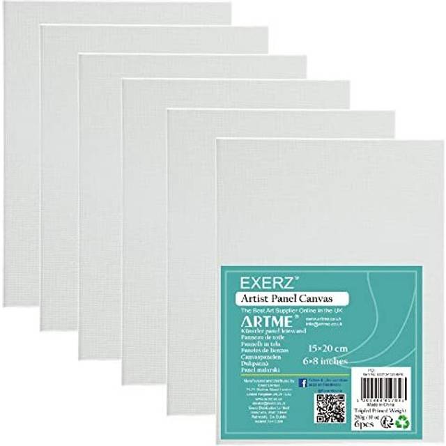 Exerz 15x20cm Canvas Panels 6pcs - 3mm 280gsm 100% Cotton/Blank Artist Canvas Board/Triple Primed/Acid Free/Medium Grain - Oil & Acrylic Painting for
