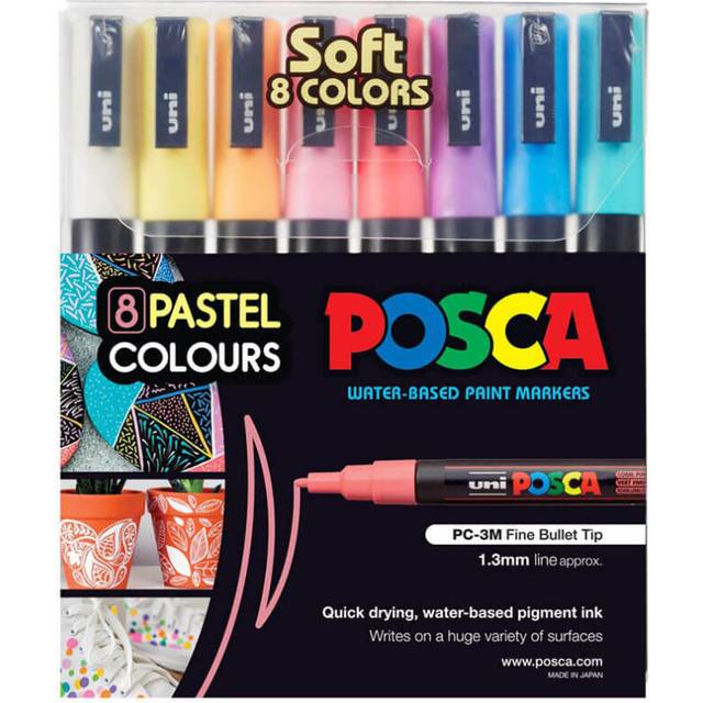 Uni Posca PC-3M Bullet Tip Paint Marker 8pk (Pastel Colours)