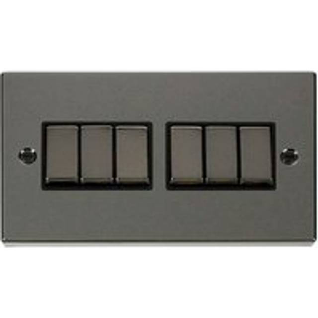 Se Home - Black Nickel 10A 6 Gang 2 Way Ingot Light Switch - Black Trim