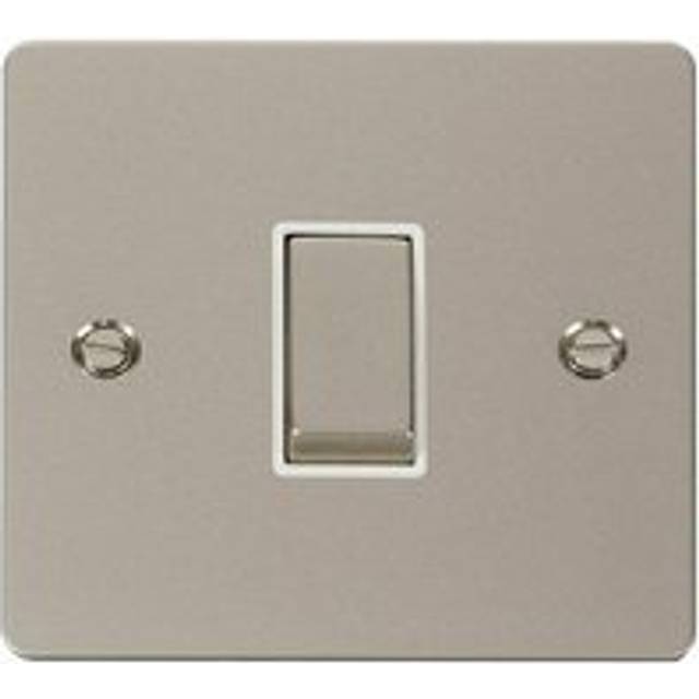 Se Home - Flat Plate Pearl Nickel 10A 1 Gang 2 Way Ingot Light Switch - White Trim