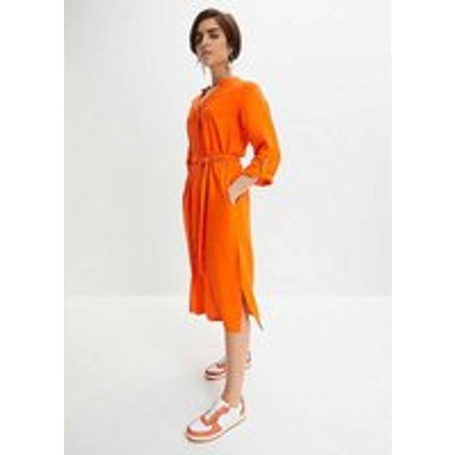 bonprix Linen Mix Belted Dress - Orange