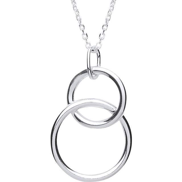 Jewelco London Ladies Sterling Silver Chinese Linking Rings Drop Necklace 16 + 1 inch - GVK190