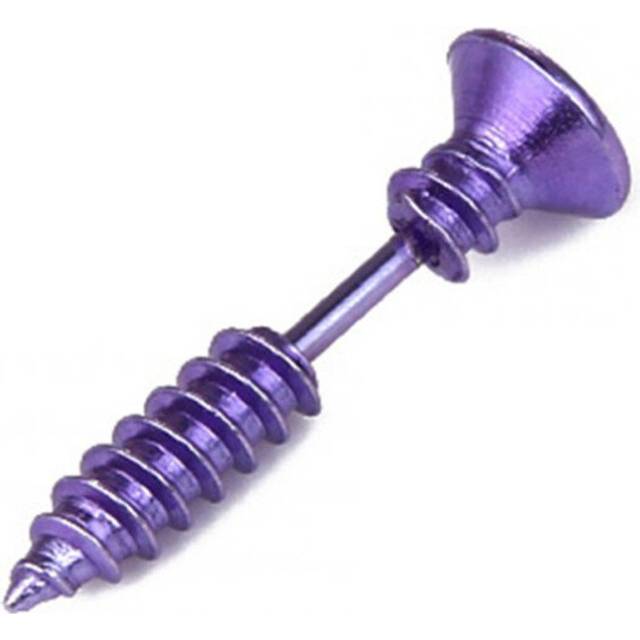 10 Pcs Unisex Stainless Steel Piercing Nail Screw Stud Earrings Punk Helix Ear Piercings Fashion Jewelry purple - Multicoloured