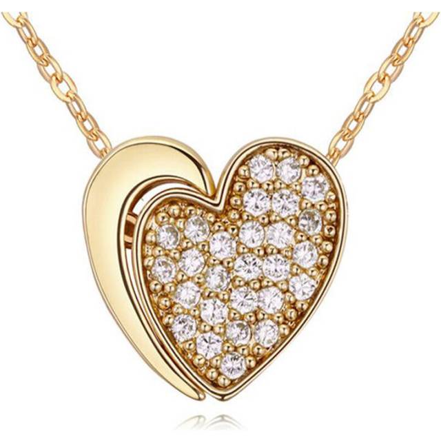 Unique Gold Two Part Heart Pendant Necklace Jewellery