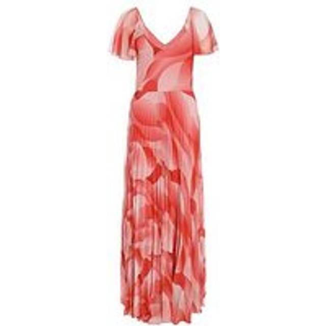 Quiz Womens Coral Chiffon Pleated Maxi Dress - Size 10 UK
