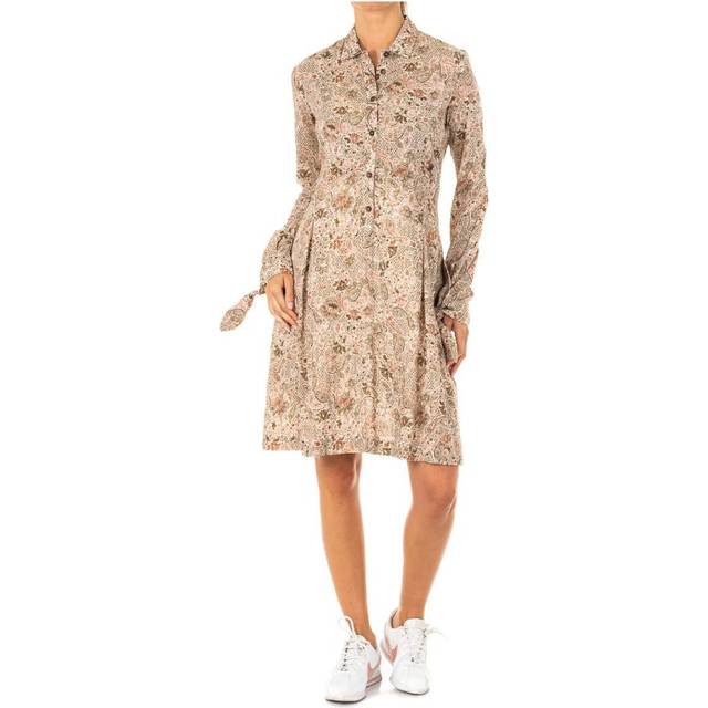 La Martina Womens long sleeve dress with lapel collar KWD002 - Brown Viscose - Size Large