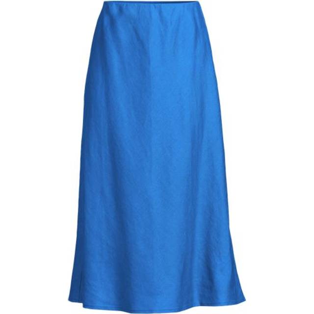 Linen Bias Pull-on Midi Skirt - Bright Blue - 16-18