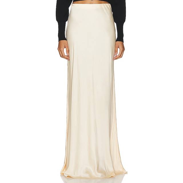 L'AGENCE Zeta Satin Maxi Skirt In Pearl