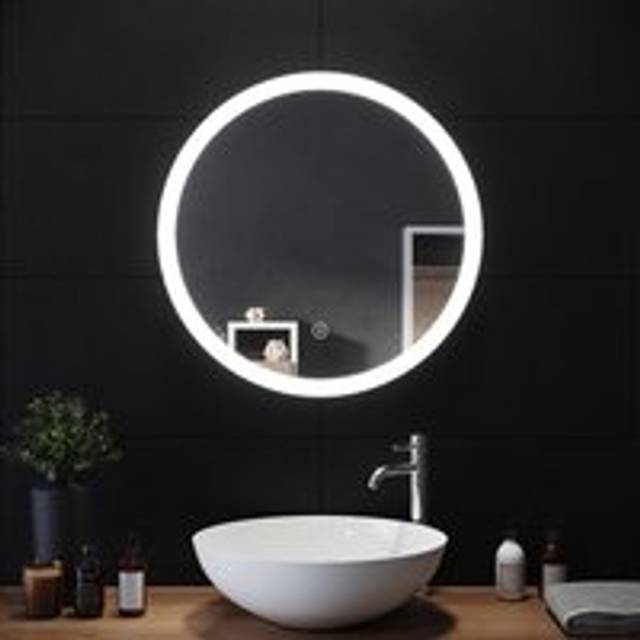 Elegant - 700 x 700mm Modern Round Bathroom Mirror Illuminated led Light Makeup Mirror with Touch Switch, Anti-fog, Cool White Light (2PCS)