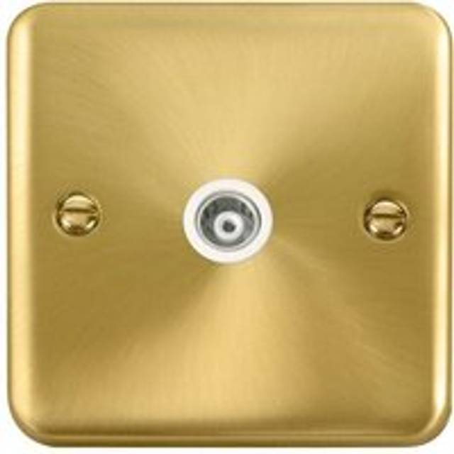 Se Home - Curved Edge Satin / Brushed Brass Single Isolated Coaxial Socket - White Trim