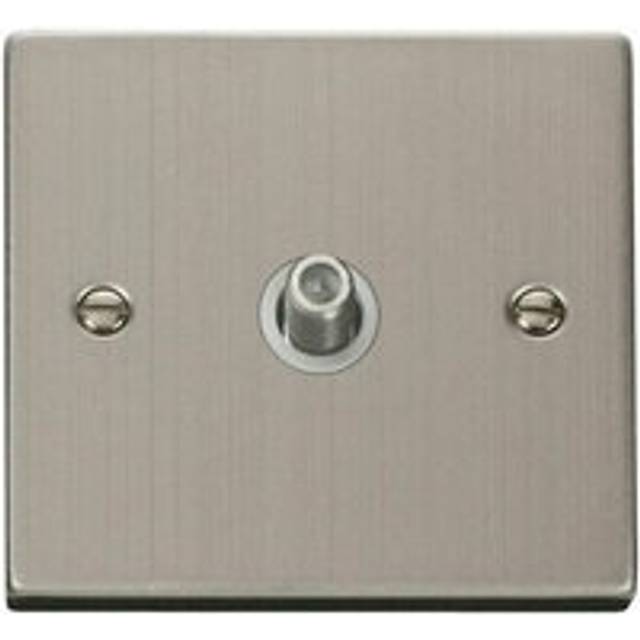 Se Home - Stainless Steel Satellite Socket 1 Gang - White Trim