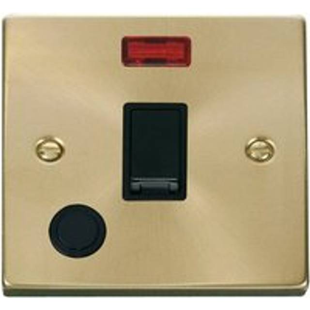 Satin / Brushed Brass 1 Gang 20A dp Switch With Flex With Neon - Black Trim Se Home