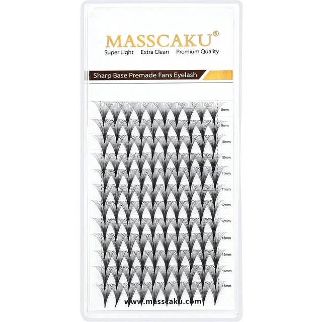 12 rader 20D lös solfjäder Skarp Tunn Spetsig Bas Volym Premium Material Faux Mink Individuella ögonfransblandning - Svart