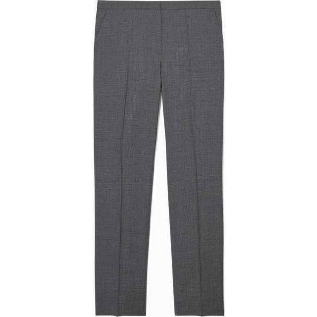 Slim Tailored Wool Trousers in Grey - 40