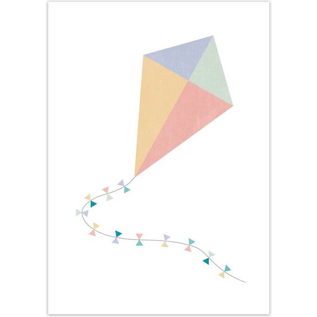 Nursery Collection Kite - Graphic Art Print on Paper - No Frame (84cm H x 59cm W x 1cm D)