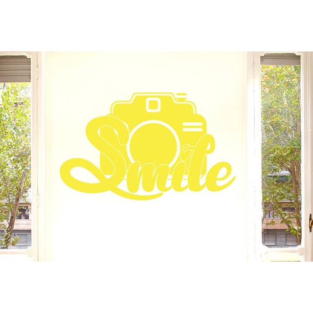 Smile At The Camera Wall Sticker - Bright Yellow (Medium)