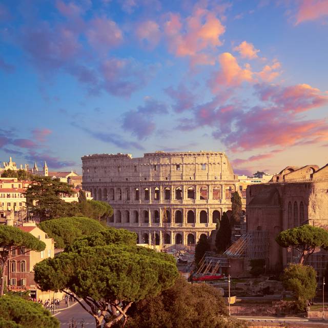 Construction Work by Colosseum in Rome, Italy - Wrapped Canvas Photograph (122cm H x 122cm W)