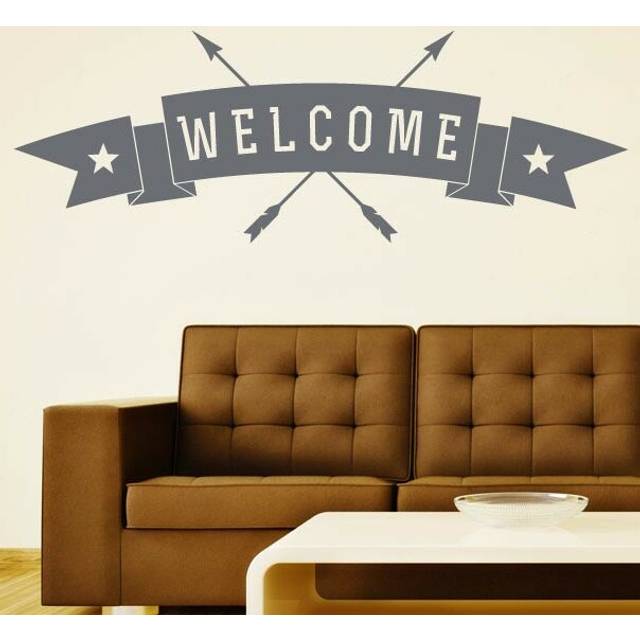 Welcome Arrows Through Banner Sign Wall Sticker - Beige (Medium)
