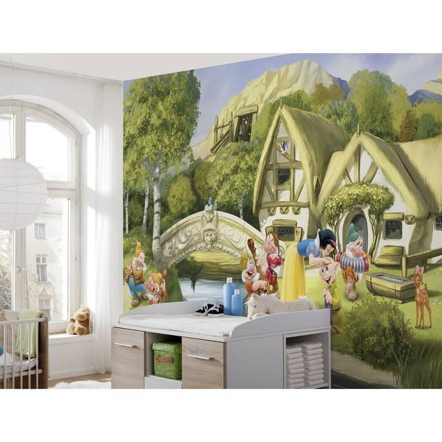 Snow White Wall Mural - Blue (254cm L X 368cm W)