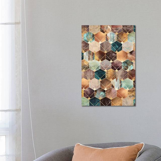 Natural Hexagons And Diamonds by Elisabeth Fredriksson - Wrapped Canvas Graphic Art (66.04 cm H x 45.72 cm W x 1.91 cm D)