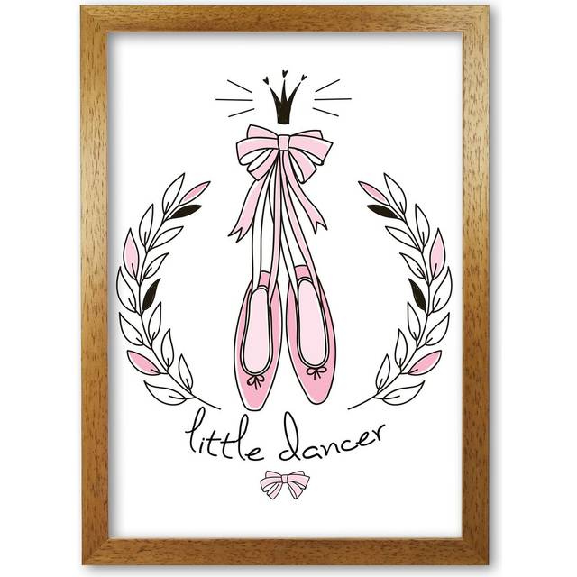 &#39;Little Dancer Shoes&#39; Painting Art Prints on Paper - Honey Oak Frame (85 cm H x 60 cm W x 5 cm D)