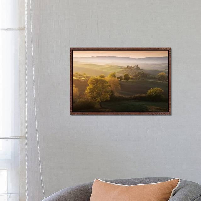 Autumn in Tuscany II by Daniel Kordan - Photograph Print on Canvas - Classic Brown Wood Framed (45.72cm H x 66.04cm W x 3.81cm D)