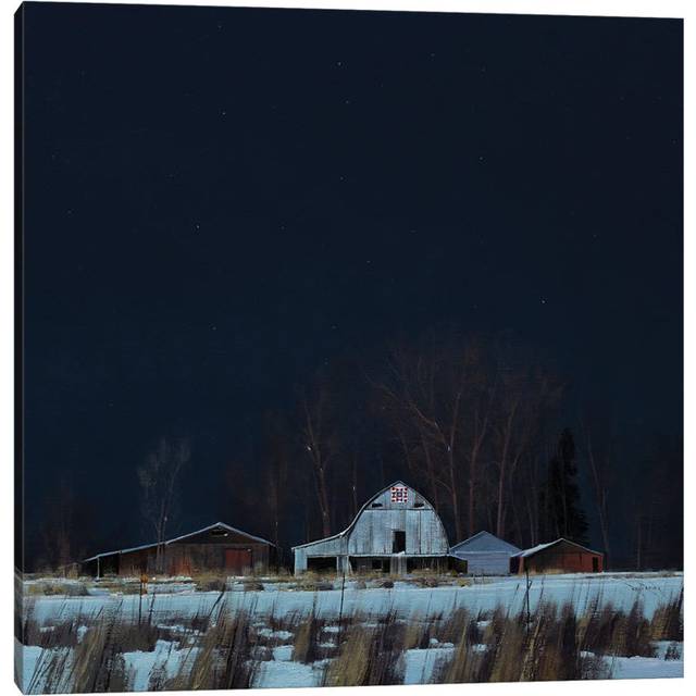 Quilt Trail Pattern by Moonlight by Ben Bauer - Wrapped Canvas Photograph (45.72 cm H x 45.72 cm W x 3.175 cm D)