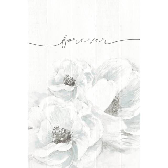 Forever White Slat Flowers - Wrapped Canvas Drawing (46cm H x 30cm W x 3.8cm D)