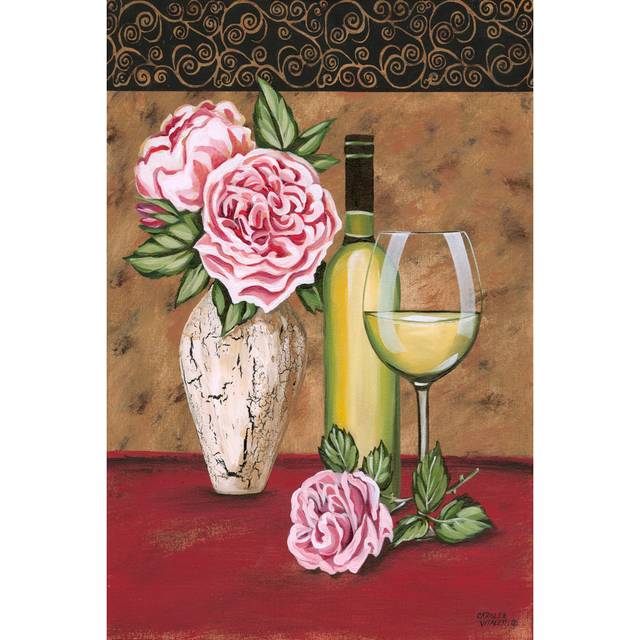 Vintage Flowers & Wine II (30cm H x 20cm W x 3.8cm D)