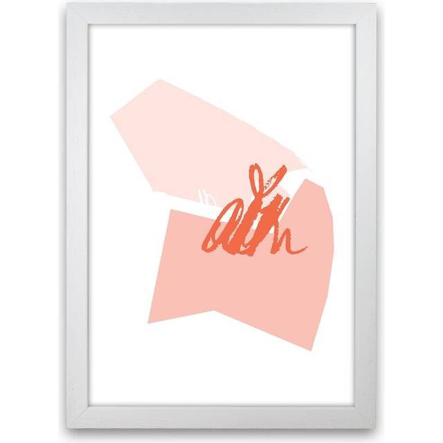 Pink and Coral Palette Shapes by Pixy Paper - Graphic Art - White Framed (42cm H x 29.7cm W x 3cm D)