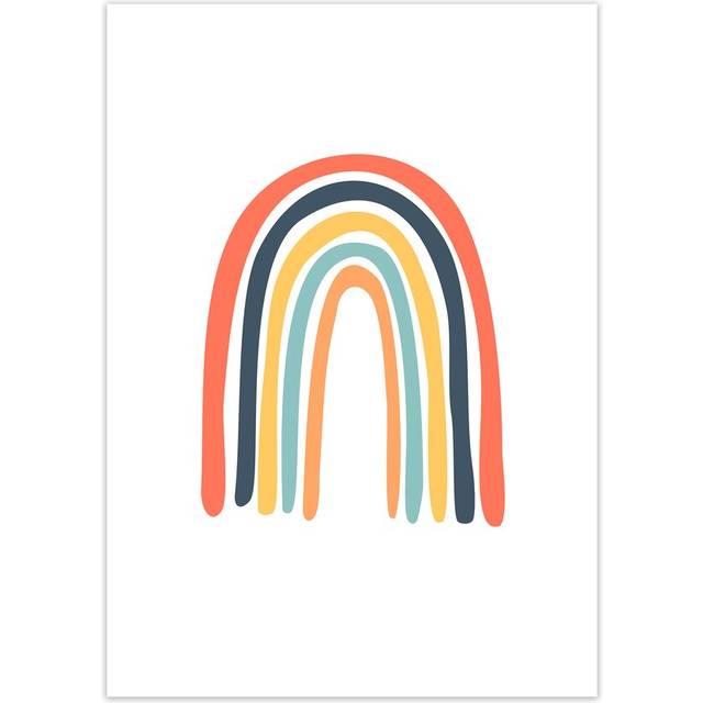 Rainbow on White Original - Graphic Art Print on Paper - No Frame (59cm H x 42cm W x 1cm D)