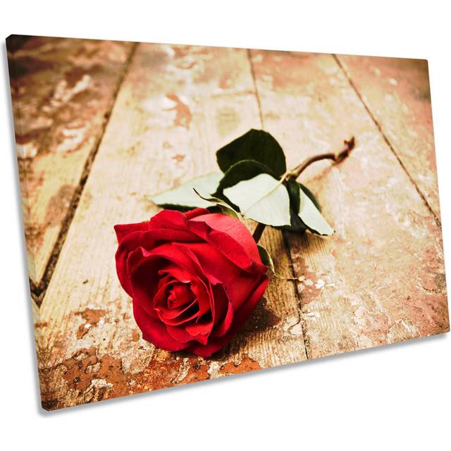 Vintage Rose Floral Flower Love Wrapped Canvas Art Print (40.6cm H x 61cm W)