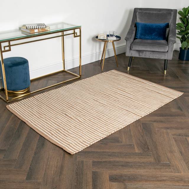 Striped Wool & Jute Rug - Brown;Brown (Rectangle 160 x 230cm)