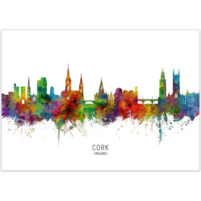 Cork Ireland Skyline by Michael Tompsett - Graphic Art - Unframed (21cm H x 30cm W x 1cm D)