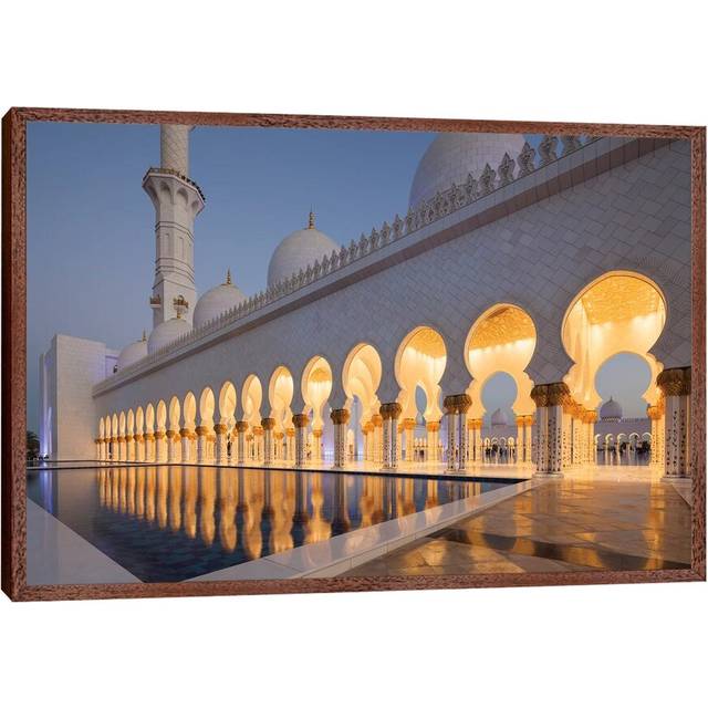 UAE, Abu Dhabi. Sheikh Zayed Bin Sultan Mosque II by Walter Bibikow - Photograph Print on Canvas - Classic Brown Wood Framed (101.6 cm H x 66.04 cm W)