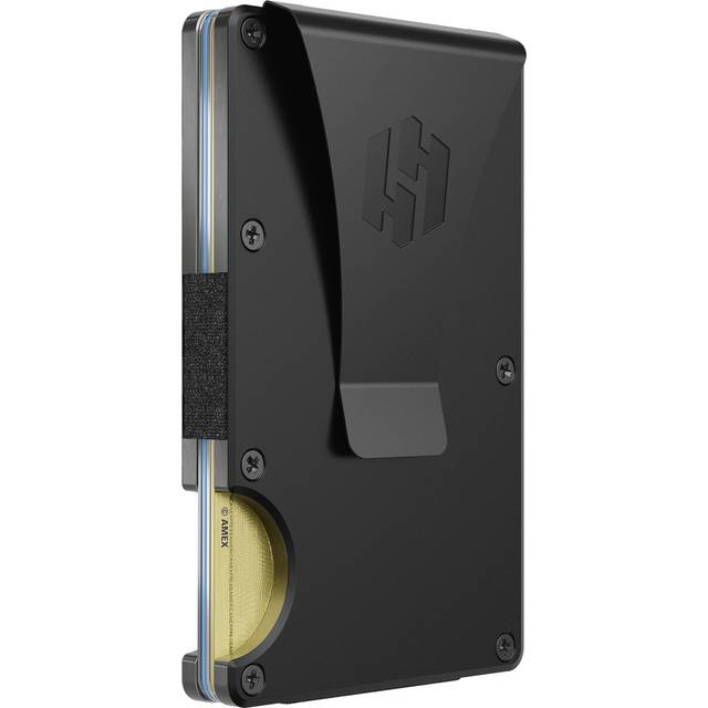 Hayvenhurst smal minimalistisk framficka RFID-blockerande metallplånböcker för män med sedelklämma, obsidian, S, minimalistisk