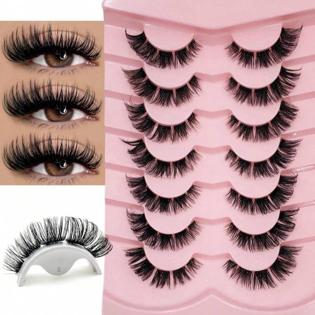 7 Cat Eye Ögonfransar Naturell Falsk Fransar Fluffig Mjukt Kors Manga Fransar Stripig Naturell Ögonfransar - Svart
